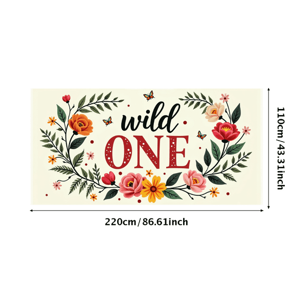 LUUFILx Wild One Floral Backdrop Birthday Background Banner Decoration Party Supplies Photography Props Kids Event