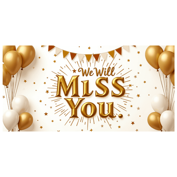 LUUFILx We Will Miss You Farewell Party Banner Gold Balloon Glitter Stars Goodbye Decorations Backdrop Going Away Event Celebration Wall Background Sign