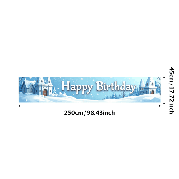 LUUFILx Winter Wonderland Happy Birthday Banner Snowy Castle Backdrop Decorations Photography Props Party Supplies Magical Frozen Scene Celebration Decor