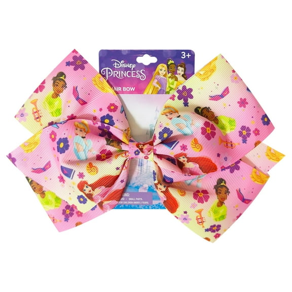LUV HER Cute Disney Princesses Single Hair Bow For Girls - One Large Printed Hair Bow Featuring your Favorite Disney Princesses Characters - Alligator Clip - Birthday Gift for Girls Ages 3+