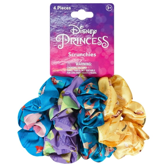 LUV HER Disney Princess Cute Scrunchies for Girls of All Ages - 4 Large Hair Scrunchies for Girls - 4 Printed Scrunchies with Your Favorite Characters - Hair Accessories for girls 3 