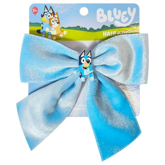 LUV HER Bluey Long Tail Hair Bow for Girls with Alligator Clip with Charm of Bluey - Hair Accessory, Ages 3 