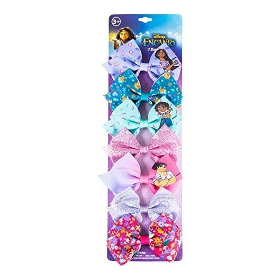 LUV HER Disney Encanto 7 Piece Character Hair Bows - 4 Inch Hair Bows with Alligator Clips for Girls, Ages 3
