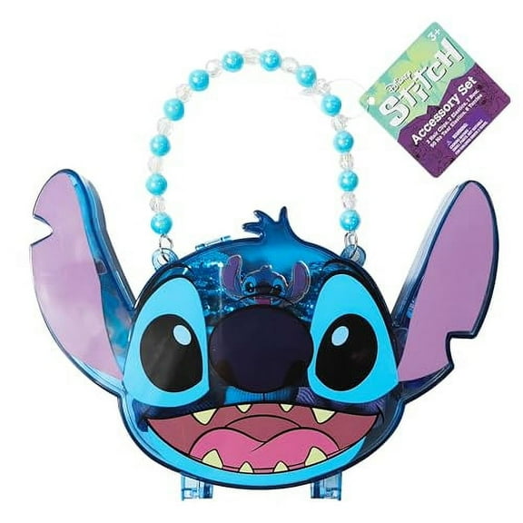 LUV HER Disney Stitch Hair Accessory Case for Girls with Hair Clips, Elastics, Bow, and Terries, Ages 3 
