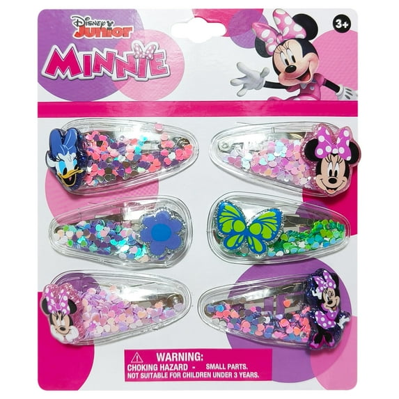 LUV HER Licensed Hair Accessories For Girls, 6pc Cute Hair Clips with Favorite Disney Character Charms, Magical Confetti Hair Clips, Ages 3+