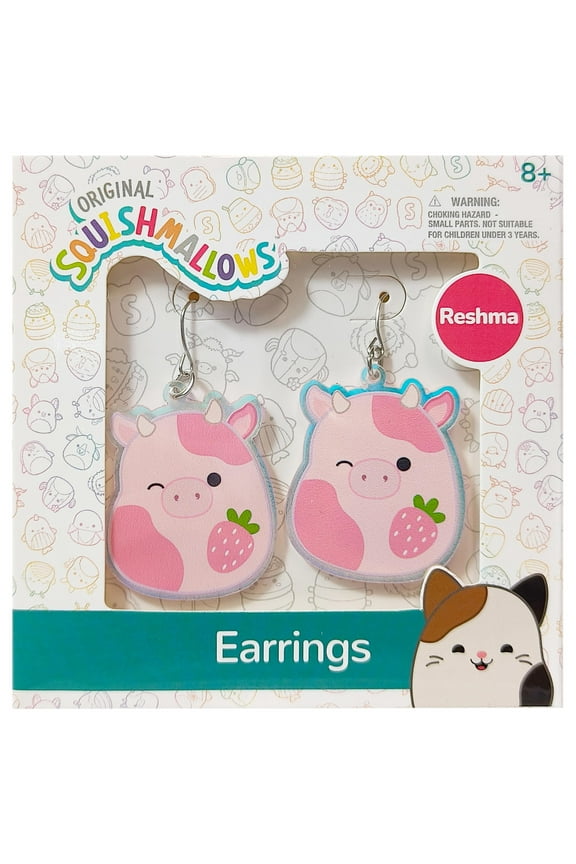 Squishmallows Earrings for Girls, 1 pair Squishmallows themed, Fish hook Earrings in the Giftable Box, Ages 8+