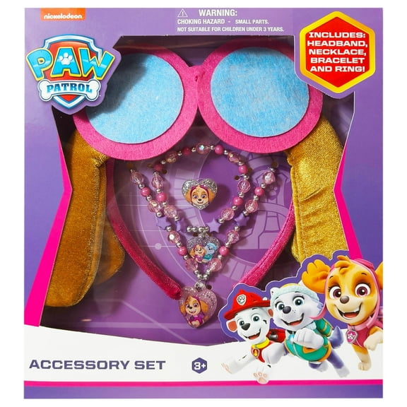 LUV HER Licensed PAW PATROL Headbands for Girls - Kids Jewelry - Dress Up Set All in one Giftable Box - Headband - Play Jewelry Set - 4pc (Toddler Headband, Necklace, Dress Up Bracelet, Ring) Ages 3+