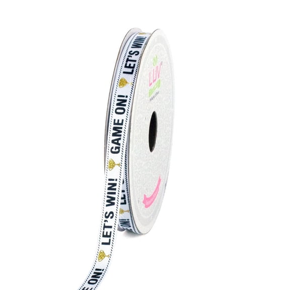 LUV Ribbons 3/8" Inch Satin Let Win Ribbon, White