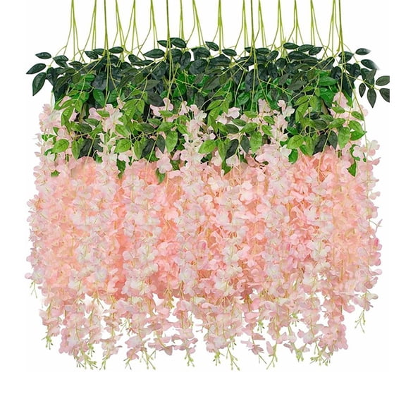 12 Pack Artificial Fake Wisteria Vine Ratta Hanging AHED Silk Flowe Garland P1C5