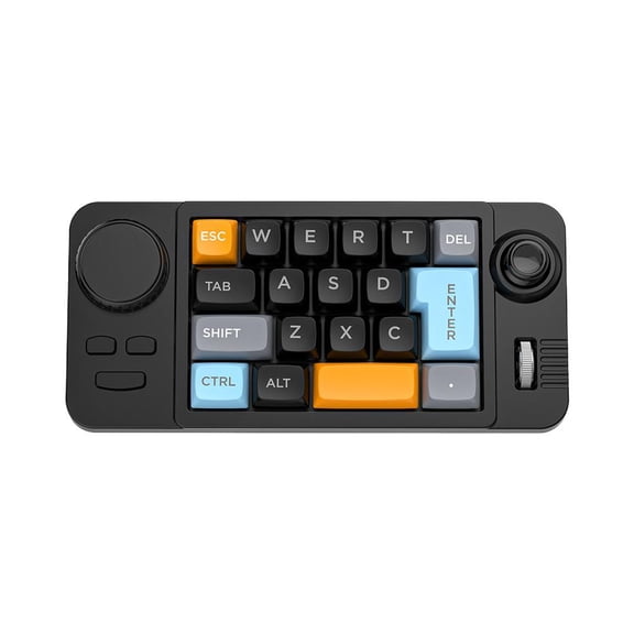 LUVCLS 19-Key Programmable Mechanical Gaming Keypad, Hot-Swappable Joystick Mouse & Dual Scroll Wheel, Macro Shortcut Keypad with RGB for PC Gamer (Black)