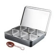 thumbnail image 1 of LUVCLS 6/8 Compartments Stainless Steel Condiment Container W/ Lid Kitchen Storage Box S4M9, 1 of 5