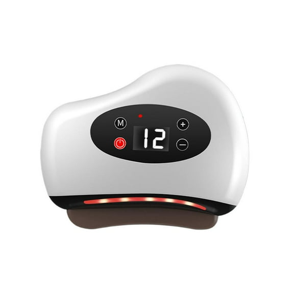 LUVCLS Electric Gua Sha Massager with Bianstone Base  12-Speed Heated Scraping Tool for Back, Neck & Facial Therapy (white)