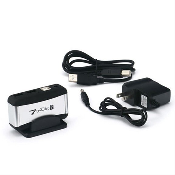 LUVCLS Vertical 7-Port USB 2.0 Hub with Stand, Aluminum Alloy Expansion Splitter for Laptop and Desktop Connectivity