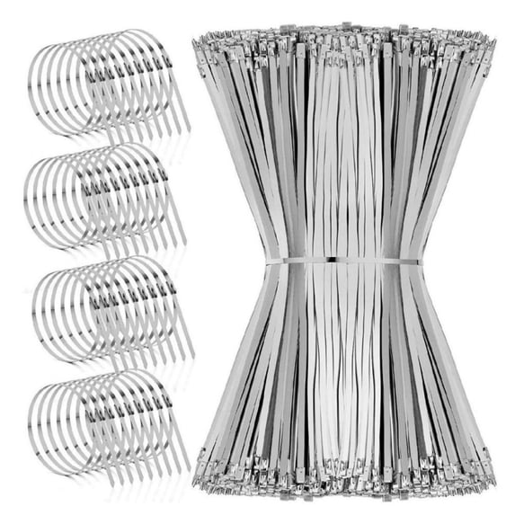 LUVCMFT 100 PCS Metal Zip Ties, 14" Stainless Steel Heavy Duty Self-Locking Cable Ties