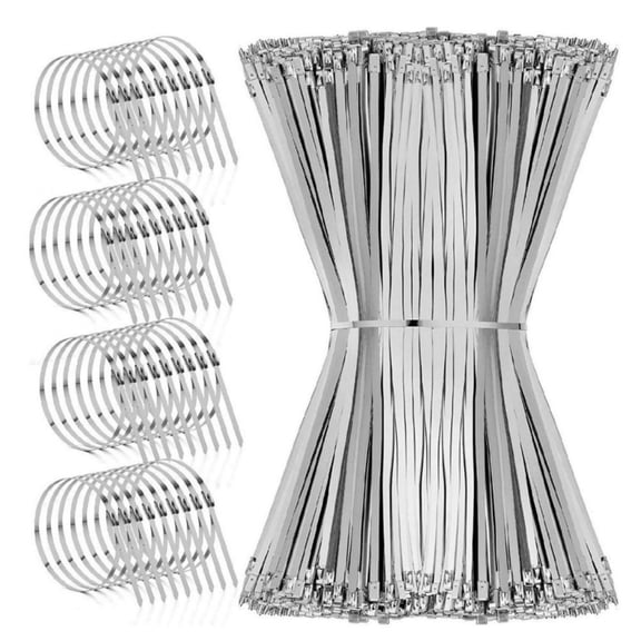 LUVCMFT 100 PCS Metal Zip Ties, 20" Stainless Steel Heavy Duty Self-Locking Cable Ties