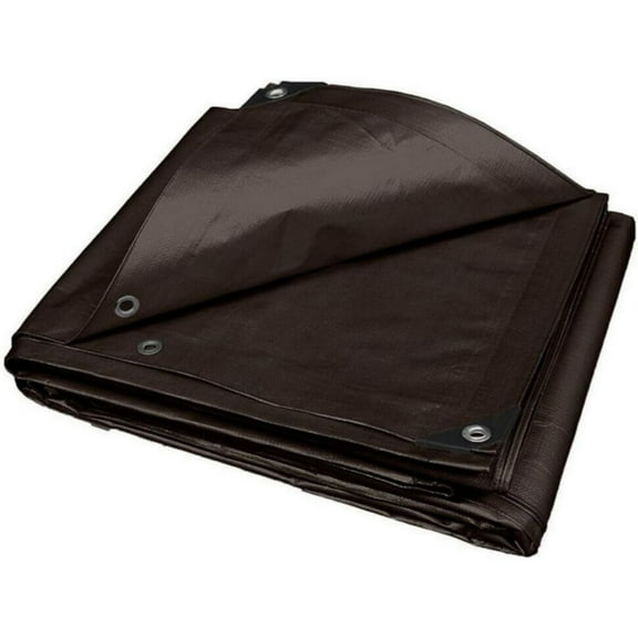 LUVCMFT 12*30ft Tarps Heavy Duty Waterproof, 16 Mil Brown Tarp Cover, for Roof Patio Boat Pool