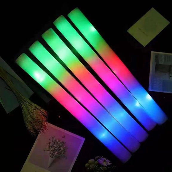 LUVCMFT 30PCS LED Foam Sticks Glow Sticks Bulk, New Year Party Supplies Light Up LED Foam Sticks, Multicolored Glow Sticks