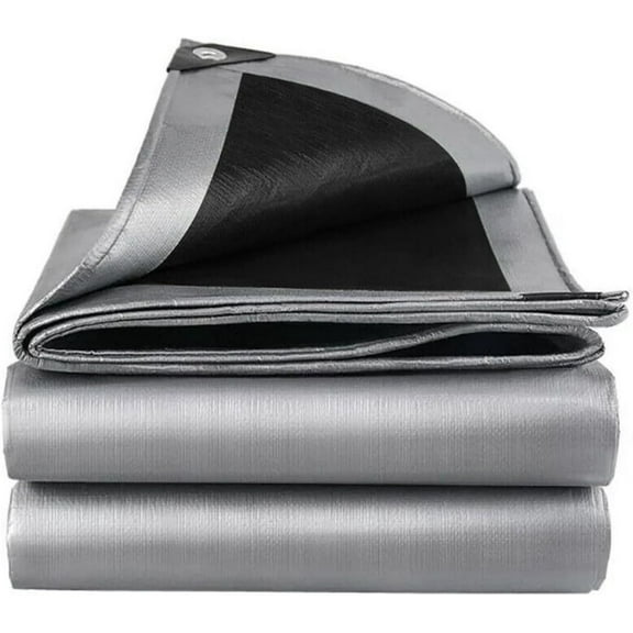 LUVCMFT 6*10ft Tarps Heavy Duty Thick Waterproof, Silver + Black Tent Shelter Cover Canopy, 16 Mil Tarpaulin Shade, Rip and Tear, UV Resistant