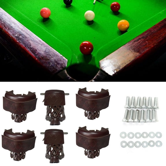 LUVCMFT 6pcs Pool Table Pockets Heavy Duty PU Leather Billiard Pool Table Pockets, Replacement Pockets for Pool Table Accessories, Included Pockets Screws Brown