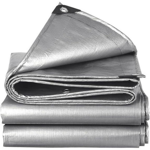LUVCMFT 8*10ft Tarps Heavy Duty Waterproof 10 Mil Silver Tarp Cover UV Resistant Rip and Tear Proof Tarpaulin