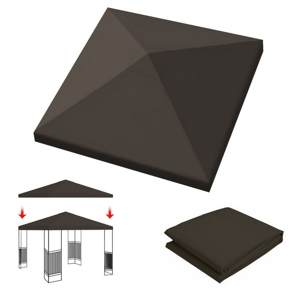 LUVCMFT 9.83'x9.83' Gazebo Canopy Top Replacement, 1 Tier Garden Yard Patio UV Sunshade Cover with Air Vent, Dark Coffee