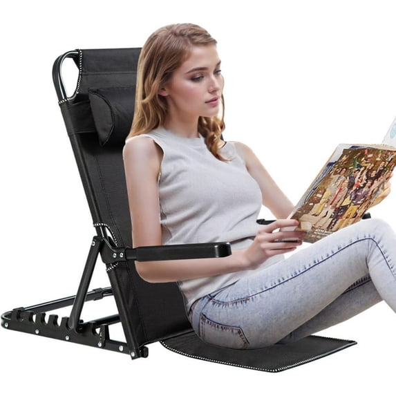 LUVCMFT Bed Backrest Support Bed Chair, Adjustable Bed Back Rest Sit Up Reading Seating Chair with Pillow and Armrest, 7 Speed Adjustment, Black