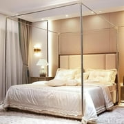 LUVCMFT Canopy Bed Frame Full Size, Stainless Steel Bed Canopy Frame, Bed Post Poles 4 Corner Canopy for Metal Bed Mosquito Curtains Bedroom Decor