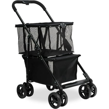 LUVCMFT Collapsible Shopping Cart Utility Trolley Cart, 70 lbs Weight Capacity, Stylish Removable Tote, Swivel Wheels for Easy Steering, One-Hand Fold and Reliable Parking Brake