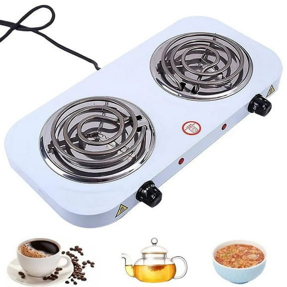 LUVCMFT Dual Burner Electric Hot Plate, 2000W Induction Stove, 110V Portable Electric Stove, Suitable For Home Camping Dorm Tabletop Cooking Stove (White, Style B)