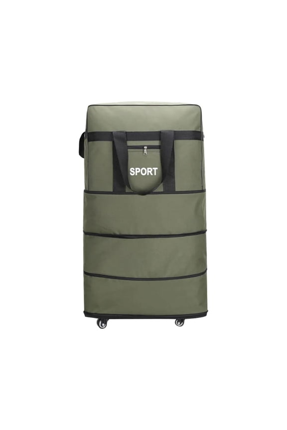 Expandable Duffle Bag, Foldable Luggage, 32'' Rolling Duffle Bag with Universal Wheels, Large Capacity for Women Men, Waterproof Lightweight Traveling Oxford Suitcase, Green
