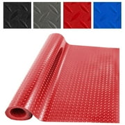 LUVCMFT Garage Floor Mat, 4 x 6 ft Diamond Plate Sheet PVC Roll for Under Car Parking Protect, RV Trailer Flooring, Water/Stain Resistant Floor Runner Red