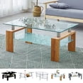thumbnail image 1 of LUVCMFT Living Room Rectangle Glass Coffee Table, Center Table with Tempered Glass Top & Open Shelf, 2-Tier Tea Table Waiting Area Table for Home, Office, Reception Room, Style B, 1 of 6