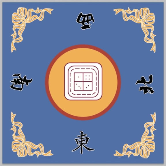 LUVCMFT Mahjong Mat, 31.5"x31.5" Anti Slip and Noise Reduction Table Cover for Mahjong, Poker Cards, Card Games Blue Style 1