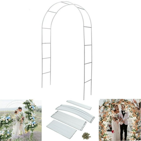 LUVCMFT Metal Garden Arch 7.9ft Climbing Plants Flower Stand Wedding Party Floral Arbor Decor White