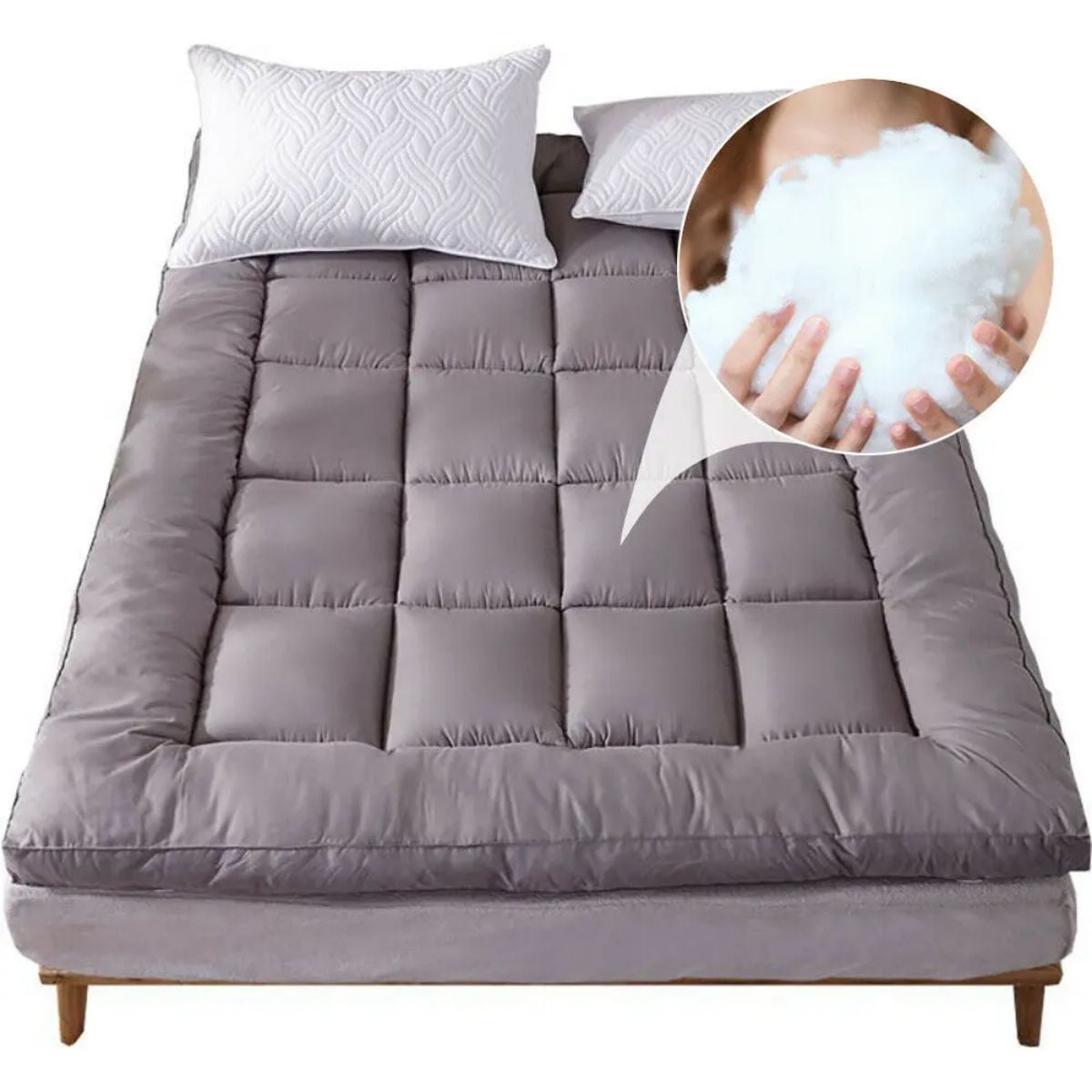 LUVCMFT Quilted Fitted Mattress Pad, Thick Mattress Topper, Breathable
