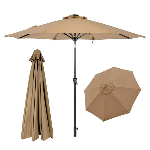 LUVCMFT Replacement 10' Patio Umbrella Top Cover, UV Protected Pool Umbrella Top Cover, 8 Rib Market Umbrella Top Cover Replacement, Fits Outdoor Garden Market(Top Cover Only), Coffee