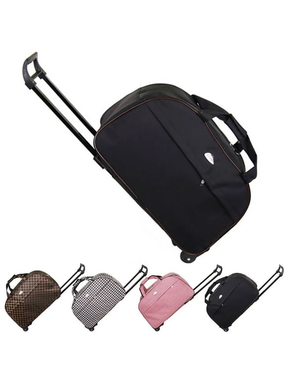 Rolling Duffle Bag with Wheels, 24" Trolley Travel Bag, Carry On Luggage Travel Suitcase, Overnight Weekender Bag for Unisex Adult (Black)