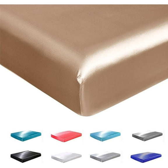 LUVCMFT Silk Satin Fitted Sheet, Silky Soft Fitted Bottom Sheet, Luxury & Ultra Bedding Fitted Sheet Single Bottom Bed Sheets, Wrinkle Free Bedding(Pillowcase not included)
