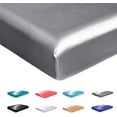 thumbnail image 1 of LUVCMFT Silk Satin Fitted Sheet, Silky Soft Fitted Bottom Sheet, Luxury & Ultra Bedding Fitted Sheet Single Bottom Bed Sheets, Wrinkle Free Bedding(Pillowcase not included), 1 of 8