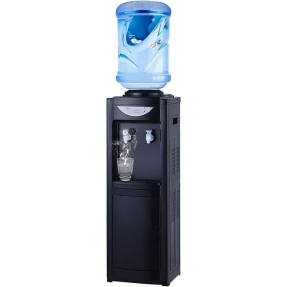 LUVCMFT Top Loading Hot and Cold Water Dispenser - Water Cooler for 3&5 Gallon Bottles, Child Safety Lock- Water Machine Perfect for Home, Office, Black