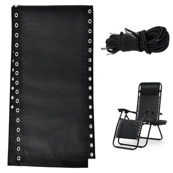 LUVCMFT Zero Gravity Chair Replacement Fabric with 4 Bungee Cord Kit, for Anti Gravity Chairs Outdoor Recliner Patio Lounge Chair Lawn Beach Sling Chair, Black
