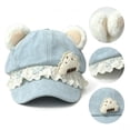 thumbnail image 1 of LUVDA Bear Ear Beret Style Newsboy Cap for Women with Lace Border and Cute Embroidery, 1 of 8
