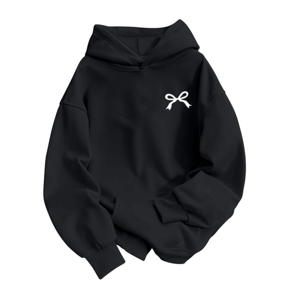 LUVDA Bow Print Hoodie for Women Cute Graphic Pullover Long Sleeve Casual Sweatshirt Top