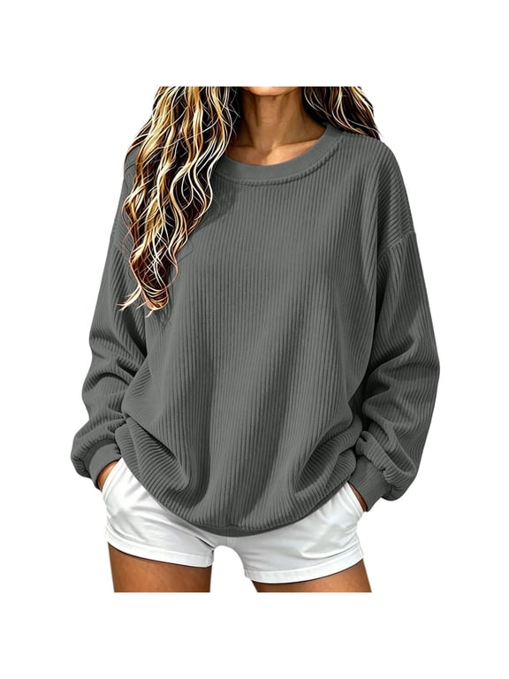 Chunky Ribbed Knit Oversized Sweater for Women Drop Shoulder Fall Winter Pullover
