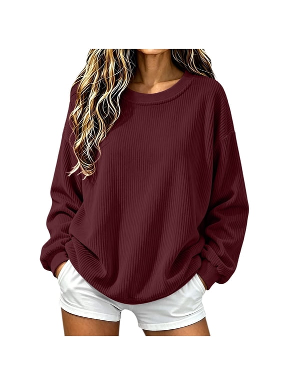 Chunky Ribbed Knit Oversized Sweater for Women Drop Shoulder Fall Winter Pullover