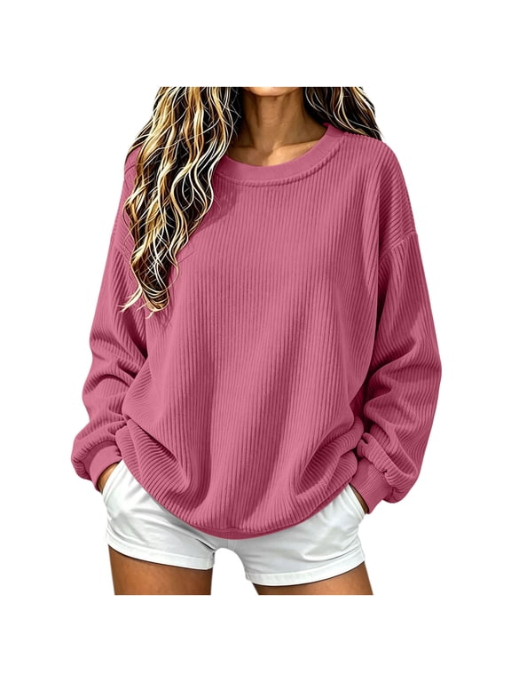 Chunky Ribbed Knit Oversized Sweater for Women Drop Shoulder Fall Winter Pullover