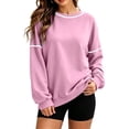 thumbnail image 1 of LUVDA Crewneck Sweatshirts for Women Contrast Trim Oversized Pullover Long Sleeve Loose Fit Casual Fall Tops, 1 of 9