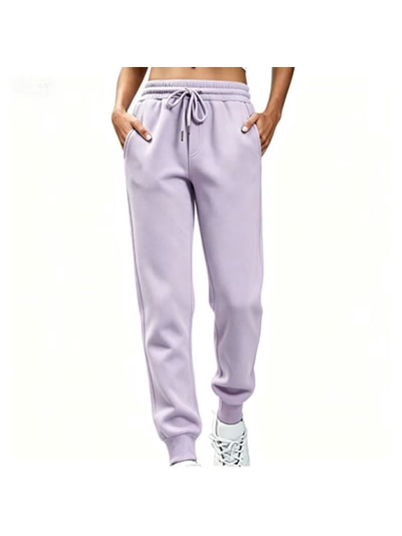 Cuffed Ankle Jogger Sweatpants for Women Fall Winter Active Sporty Daily