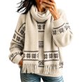 thumbnail image 1 of LUVDA Fair Isle Knit Scarf for Women Fringe Warm for Fall Winter, 1 of 5