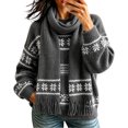 thumbnail image 1 of LUVDA Fair Isle Knit Scarf for Women Fringe Warm for Fall Winter, 1 of 5